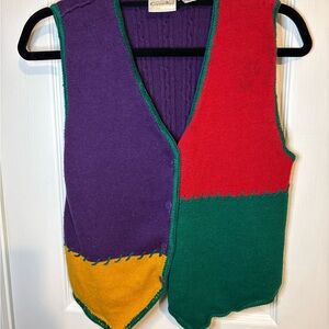 Copper Key Purple and Green Knit Vest